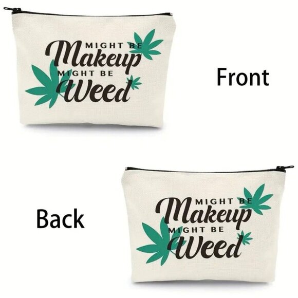 "Makeup/Weed" Canvas Pouch - Picture 4 of 6
